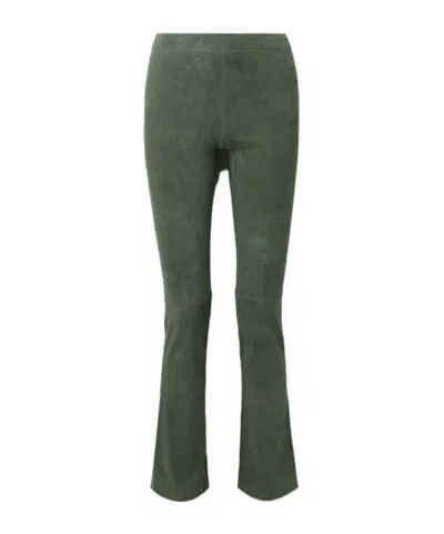Stouls Paneled Suede Flared Pants In Green