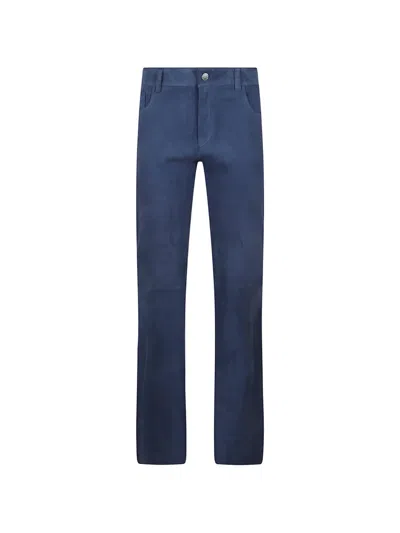 Stouls Suede Flared Trousers In Blue