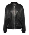 Stouls Pharrell Leather Bomber Jacket In Black