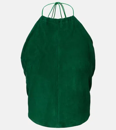 Stouls Rosie Halterneck Suede Top In Green