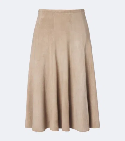 Stouls Sabrina Suede Midi Skirt In Neutral