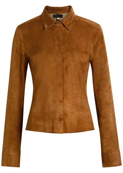 Stouls Sanda Stretch-suede Shirt In Brown