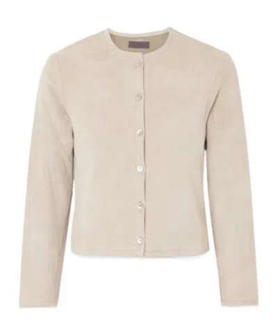 Stouls Short Suede Cardigan In Brown