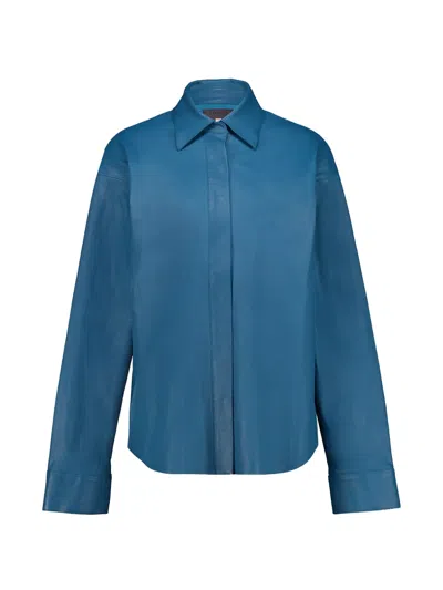 Stouls Simone Leather Shirt In Blue