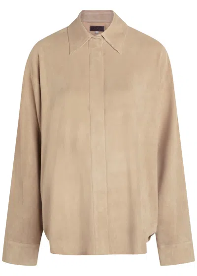 Stouls Simone Oversized Suede Shirt In Neutral