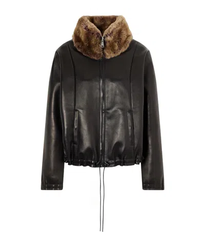 Stouls So Linda Shearling-trimmed Leather Jacket In Multi