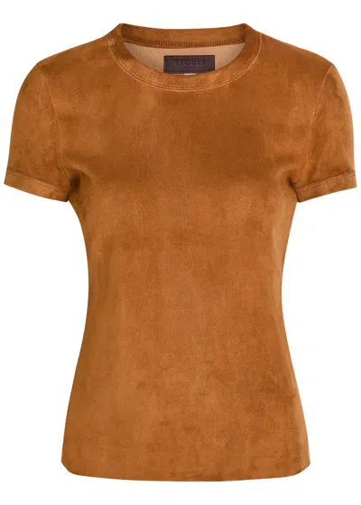 Stouls 05 Stretch-suede T-shirt In Brown
