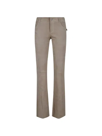 Stouls Suede Flared Trousers In Gray