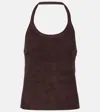Stouls Suede Halterneck Top In Brown