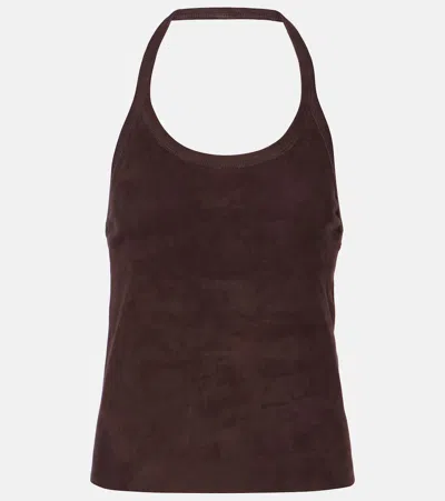 Stouls Suede Halterneck Top In Brown