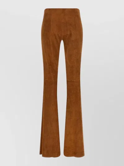 Stouls Suede High-rise Flared Panelled Trousers In Multi