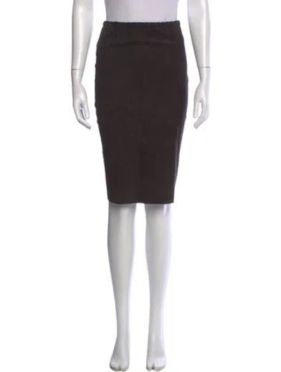 Pre-owned Stouls Suede Knee-length Skirt In Brown
