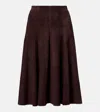 Stouls Suede Midi Skirt In Brown
