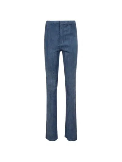Stouls Suede Slim-fit Trousers In Blue