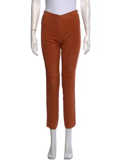 Pre-owned Stouls Suede Straight Leg Pants In Brown
