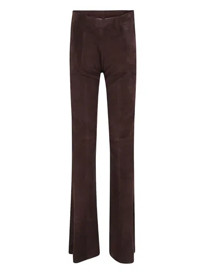 Stouls Suede Straight-leg Trousers In Brown