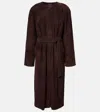Stouls Suede Trench Coat In Brown