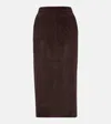 Stouls Taylor Suede Midi Skirt In Brown