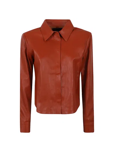 Stouls The Alba Lambskin Leather Shirt In Red