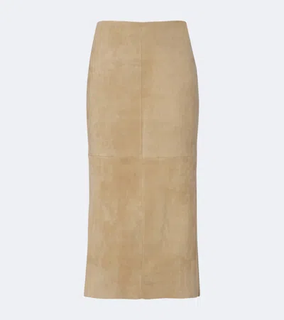 Stouls Winona Suede Midi Skirt In Nude