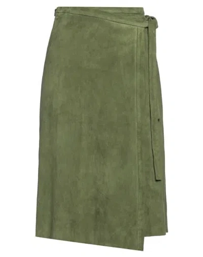 Stouls Woman Midi Skirt Military Green Size Xl Lambskin