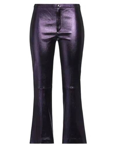 Stouls Woman Pants Purple Size M Lambskin