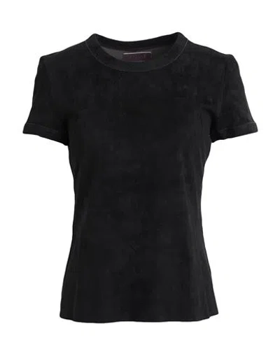 Stouls Woman T-shirt Black Size S Lambskin, Cotton, Lyocell, Elastane