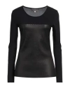 Stouls Woman Top Black Size M Lambskin, Cotton, Lyocell, Elastane, Polyamide In Black