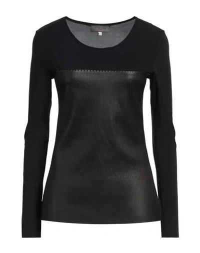 Stouls Woman Top Black Size M Lambskin, Cotton, Lyocell, Elastane, Polyamide
