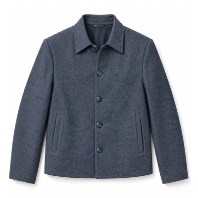 Stovaria Men's Blue Indigo Himalayan Yak Wool Handwoven Jacket