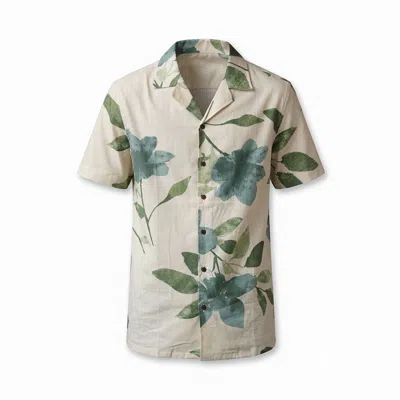 Stovaria Men's White Camp Collar Half Sleeve Pure Cotton Shirt With Multicolor Abstract Print In Purple