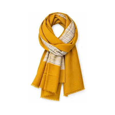 Stovaria Men's Yellow Golden Ochre Hand Brush-stroke Cashmere Scarf