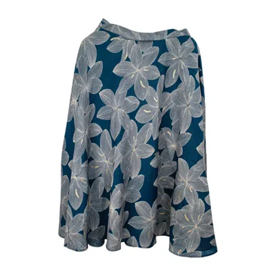 Stovaria Women's Ankle-length Cotton A Line Skirt – Bold Botanicals On Deep Blue