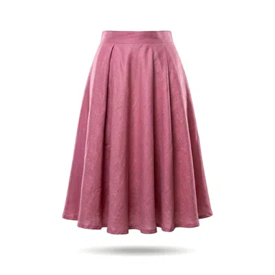 Stovaria Women's Blush Pink Silk & Cotton Blend Knee Length A Line Skirt