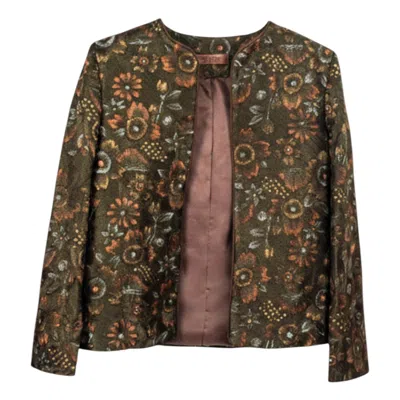 Stovaria Women's Brown Aari Hand Embroidered Jacket – Two Month Artisan Work On Pure Silk