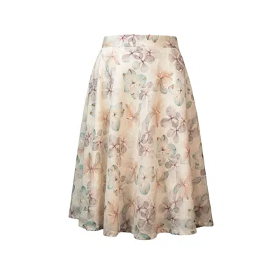 Stovaria Women's Cotton Silk Floral Knee Length A Line Skirt