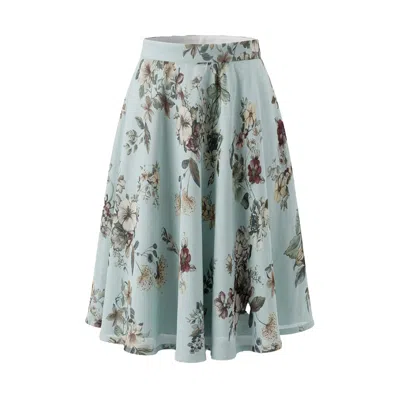 Stovaria Women's Dusk Blue Organza Silk Knee Length Skirt