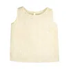 Stovaria Women's Gold / White Textured Sleeveless Top In Pure Cotton With Gold Accents In Neutral