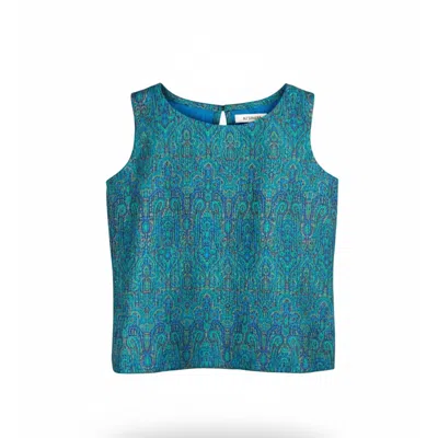 Stovaria Women's Green Embroidered Pure Tussar Silk Sleeveless Top With Wooden Button