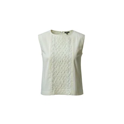 Stovaria Women's Hand-stitched Cotton Panel Statement Sleeveless Top In Off White In Neutral