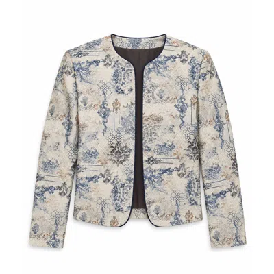 Stovaria Women's Ivory Printed Silk-cotton Jacquard Statement Jacket In Multi