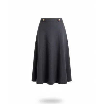 Stovaria Women's Merino Wool A Line Ankle Length Black Skirt With An Elastic Waistband And Side Zip