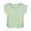 Stovaria Women's Mint Green Organza Silk Blouse With White Embroidered Flowers In Green