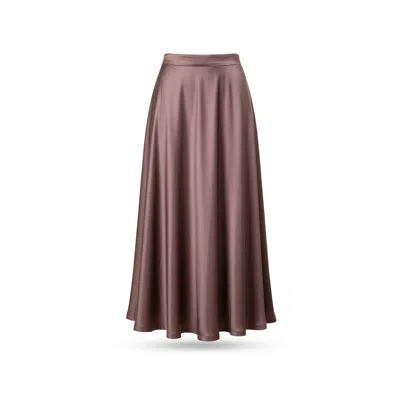 Stovaria Women's Neutrals Vegan Bamboo Silk A Line Midi Skirt In Mauve In Purple