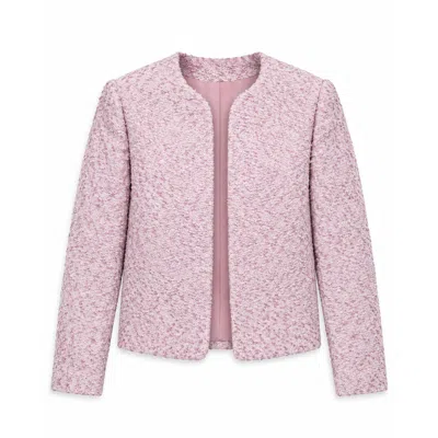 Stovaria Women's Pastel Pink Handwoven Moss Texture Wool-linen Jacket