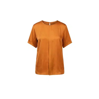 Stovaria Women's Pure Banana Silk Flowy Blouse In Sunset Orange