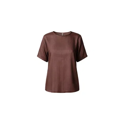 Stovaria Women's Silk Cotton Blend Elegant Relaxed Fit Blouse In Chocolate Brown