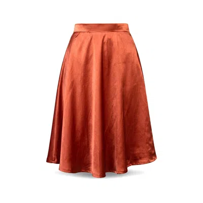 Stovaria Women's Vegan Orange Peel Silk Knee Length A Line Skirt