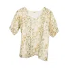 Stovaria Women's Wild Meadow Pure Linen Top With Raglan Sleeves In Multi