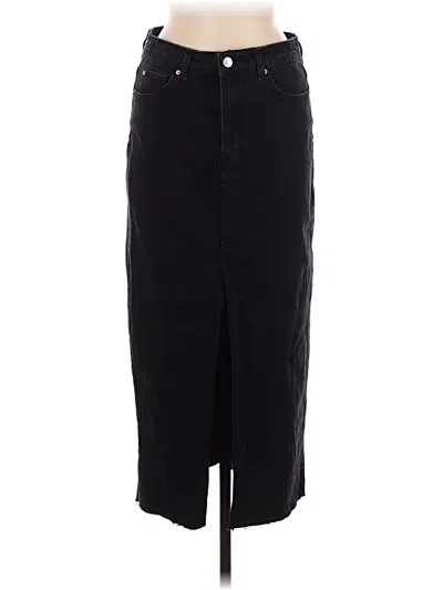 Pre-owned Stradivarius Denim Skirt In Black
